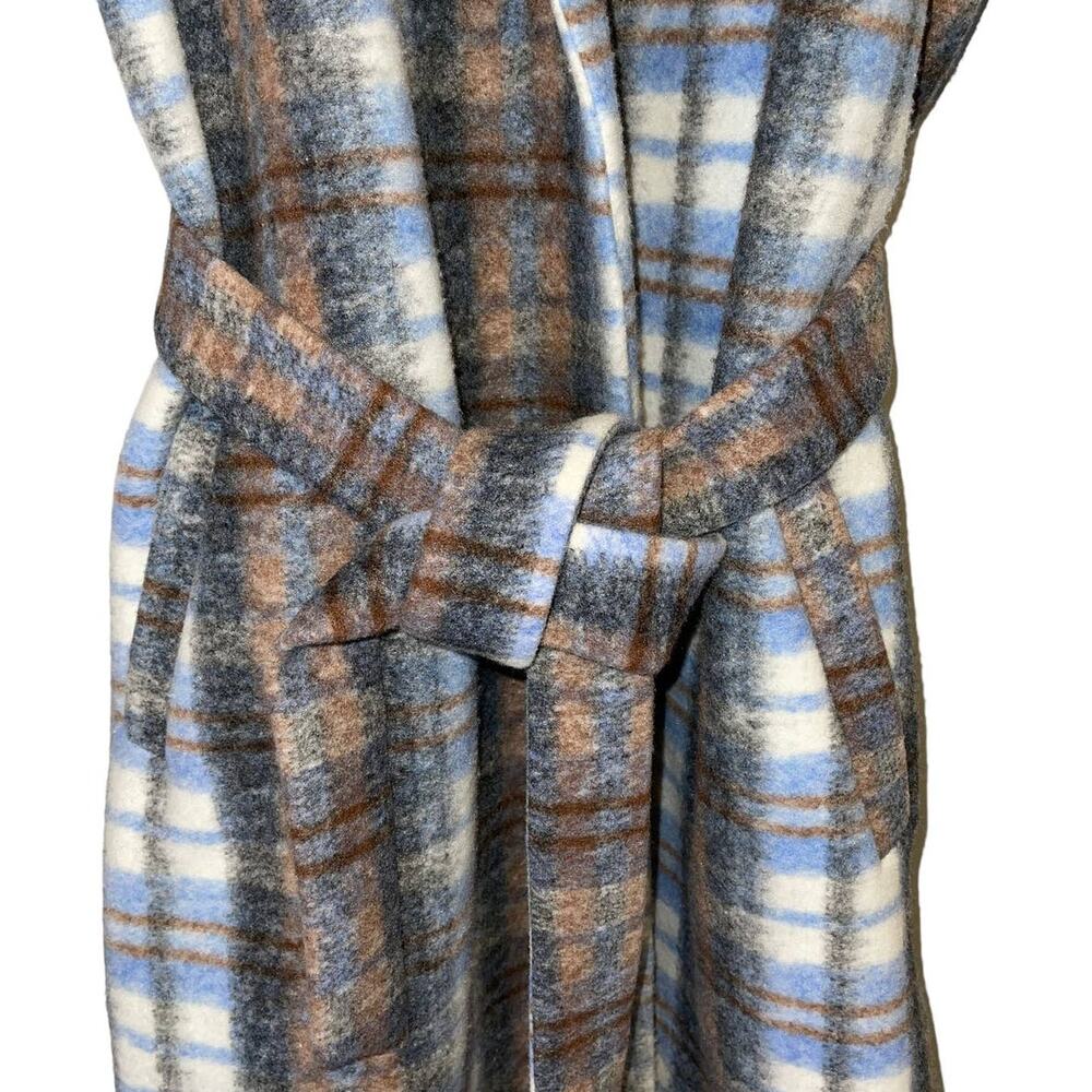 ELOQUII Womens Plus Size Blue Plaid Robe Coat Size 18 20 - Picture 7 of 12